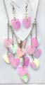 Fashion beaded chain necklace with multi shiny chain-in heart love pendant earring set