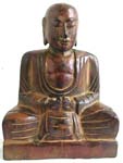 Deep brown meditation buddha statue, made of tropical wood