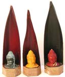 Buddha head in coconut shell statue with rope tie on bottom, assorted color randomly pick