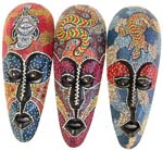 Long dotted Lombok mask with black eye lids, lips and assorted animal decor on forehead, randomly pick