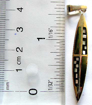 Enamel black color long olive shape sterling silver pendant line section decor and multi multi mini seashell embedded     
