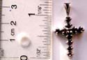 925. sterling silver cross pendant with multi rounded red garnet stone inlaid 