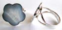 Flower shape blue mother of pearl seashell embedded 925. sterling silver ring 