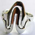 Carved-out double curvy pattern design 925. sterling silver ring
