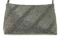Fashion black beaded handbag with widen line pattern decor