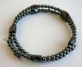 Fashion hematite bracelet with multi rounded and cylinder shape magnetic hematite beads inlaid, one string forming