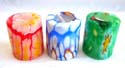 Cylinder shape design fashion fimo candle set with assorted apttern decor, 6 pieces per box