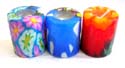 Cylinder shape design fashion fimo candle set with assorted apttern decor, 6 pieces per box