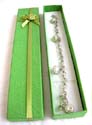 Green rectangular bracelet diaply box with flower knot decor