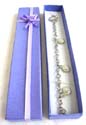 Purple rectangular bracelet diaply box with flower knot decor