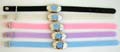 Fashion bracelet with enamel blue butterfly motif elliptical pattern decor at center, assorted color randomly pick