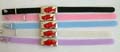 Fashion bracelet with enamel red and white fish heart motif rectangular pattern decor at center, assorted color randomly pick
