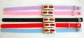 Fashion bracelet with enamel red and white flower motif rectangular pattern decor at center, assorted color randomly pick