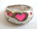 Fashion ring with multi enamel color heart love pattern decor at center, assorted color and size randomly pick 