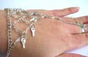 Fashion slave bracelet with multi diamond shape clear rhinestones embedded and multi silvery bears, keys or fish bone pattern decor, assorted randomly pick
