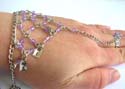 Fashion slave bracelet with multi diamond shape dark purple rhinestones embedded and multi silvery fish bones, keys, locks or leaf pattern decor, assorted randomly pick 