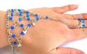 Fashion slave bracelet with multi diamond shape dark blue rhinestones embedded and multi silvery star, fish bone or flower pattern decor