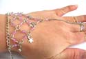 Fashion slave bracelet with multi diamond shape light purple rhinestones embedded and multi silvery moon, star, or heart love pattern decor, assorted randomly pick