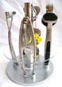 Multipurpose metal kitchen set with holder, 4 pieces tools including nutcracker, peeler, garlic press and corkscrew