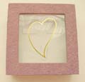 Pinky square jewelry set display box with golden heart pattern on the cover decor