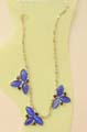 Fashion anklet with 3 blue water-drops forming in flower pattern