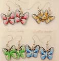 Fashion fish hook earring with assorted color butterfly pattern design, randomly pick