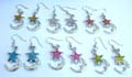 Assorted enamel sparkle color earring with star and moon pattern and fish hook design