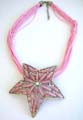 Multi strings fashion necklace with star shape and long pinky cat eyes embedded pendant design