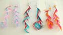 Feather fashion earring with a colored bead holding wavy double colors feather, fish hook back. Assorted color randomly pick by warehouse staffs