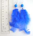 Fashion fish hook earring with one color feather and match color bead on top, assorted color randomly pick