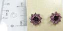 Fashion flower shape design earring holding dark purple cz stone in the middle and multi mini purple cz stone around it 