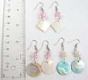 Fashion fish hook earring with genuine dyed seashell in assorted color and design, randomly picked by warehouse staffs
