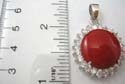 Fashion charm pendant with imitation coral beaded at center in combination of multi clear cz stone around it