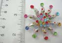 Fashion assorted color cz synthetic stone pin in sun shape patter design
