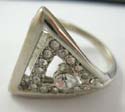 Fashion triangular shape ring with multi circular clear cz synthetic stone embedded