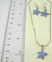 Fashion necklace and earring set, fashion necklace holding enamel star pendant; same design fish hook earring. Spring ring clasp