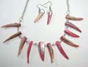 Fashion necklace and earring set, imitated shark teeth shape dyed seashell necklace paired with same design fish hook earring
