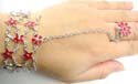 Fashion slave bracelet with imitation turquoise / coral beads in star design and multi silvery water-drop pattern decor