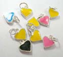 Silver plated enamel charm pendant in solid heart shape design, assorted color randomly pick by warehouse staffs