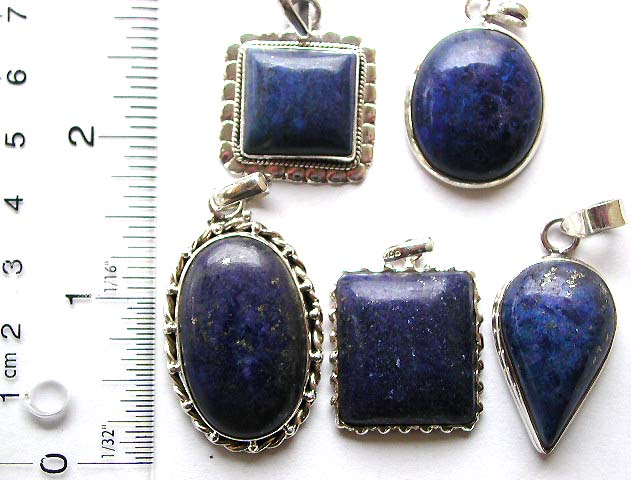 Sterling sliver pendant with geometical design blue lapis stone