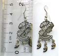 Fashion earring in carved-out lady's head pattern design with 3 moon pattern on bottom, fish hook back 