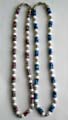 Fashion necklace with multi tibetan silver pearl beads and blue / red plastic beads inlaid