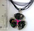 Multi string fashion necklace with multi stone chip embedded 3-petals flower pendant, assorted color randomly pick