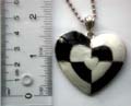 Beaded string fashion necklace with enamel black and white color heart love pendant