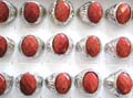 Fashion ring in silver plated wide band design with a multi-facets, oval shape genuine gold sand stone inlaid in middle, carved-in line pattern decor on both sides