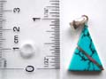 Sterling silver pendant in triangle pattern design with line sectioning, 2 blue turquoise stone inlaid