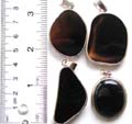 Sterling silver pendant with assorted geometrical design black agate stone inlaid, assorted design randomly pick