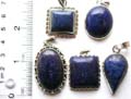 Sterling silver pendant with assorted geometrical design blue lapis stone inlaid, assorted design randomly pick