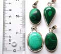 Sterling silver pendant with assorted geometrical design malachite stone inlaid, assorted design randomly pick