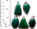 Sterling silver pendant with assorted geometrical design green agate stone inlaid, assorted design randomly pick